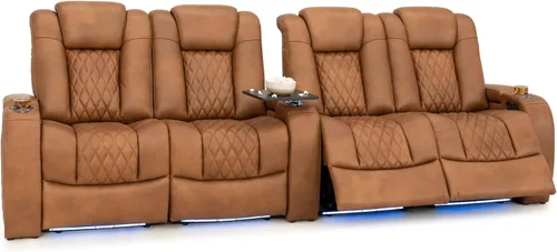 Vista 65 de Seatcraft Asiento de cine en casa Diamante Marrón Reclinable Individual