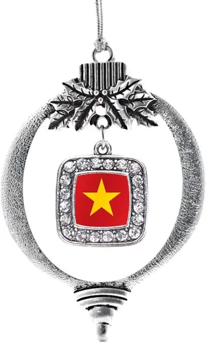 Vista 70 de Inspired Silver - Nana púrpura - Adorno de Navidad plateado - Adorno cuadrado para árbol de Navidad con circonita cúbica - Decoración colgante