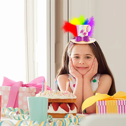 Vista 6 de Sweet Mini Top Hat Diadema con plumas multicolor