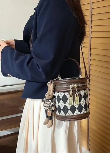 Vista 4 de Bolso cruzado de piel sintética para mujeres y niñas, bolso de hombro, elegante mini bolso Hobo bolso de mano vintage celosía