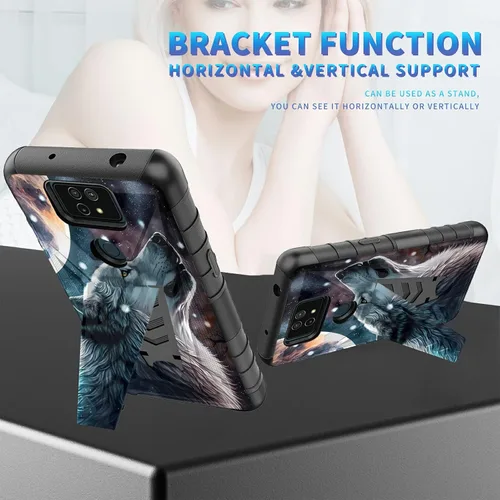 Vista 28 de Funda para AT&T Maestro Max 2021/Cricket Ovation 2 con protector de pantalla de vidrio templado, funda resistente con función atril integrada