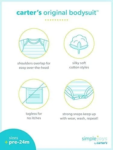 Vista 3 de Simple Joys de Carter's - Body unisex de manga corta para bebé, paquete de 6, grisamarillo, 12 meses