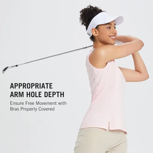 Vista 4 de BALEAF Camisa de golf sin mangas para mujer bolsillo lateral con cremallera de un cuarto ligera de secado rápido sin cuello sin mangas tenis