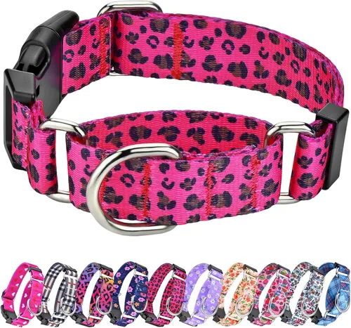 Vista 24 de Hikiko - Collar de cuadros para perros con collar ajustable de nylon Martingale con hebilla de liberación rápida (Pluma de beige, X-Pequeño)