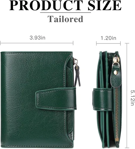 Vista 3 de FALAN MULE - Cartera de cuero auténtico para mujer, pequeña plegable , compacta, con interferencia de radiofrecuencia (RFID)