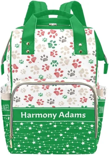 Vista 20 de Mochila para pañales personalizada, regalo con nombre, notas musicales, estrellas, azul oscuro, bolsa de viaje versátil: gran capacidad y múltiples