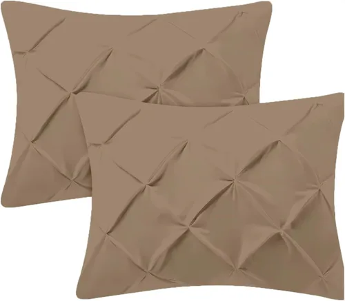 Vista 23 de Kotton Culture Juego de 2 fundas de almohada plisadas de 24 x 24 pulgadas, fundas de almohada decorativas, 100% algodón egipcio de 600 hilos, aptas