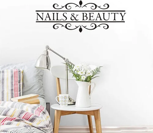 Vista 4 de LY1259 - Vinilo decorativo para salón de belleza, uñas extraíbles y barra de esmalte de cabello, mural de ventana para salón de belleza, elegante