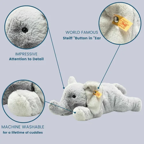Vista 2 de Steiff Wild Animals Elna - Juguete de peluche de elefante, color gris, 11 pulgadas