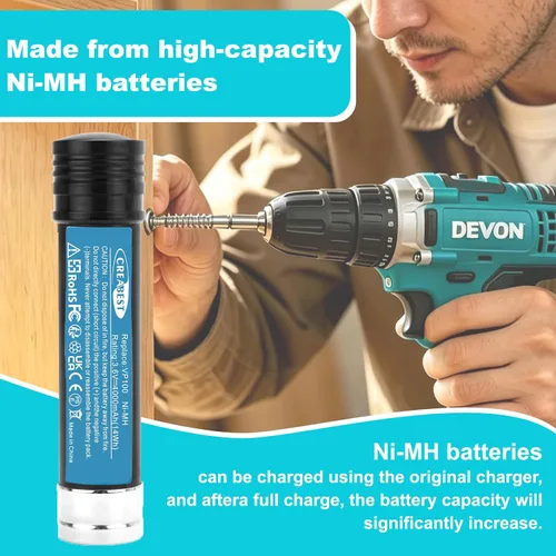 Vista 3 de CREABEST Paquete de 2 baterías Ni-MH de 3.6V 4.0Ah para Black & Decker Versapak VP100