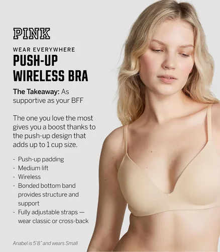 Vista 4 de Victoria's Secret Brasier sin aros push up rosa para mujer, color rosa (32A - 38DDD)