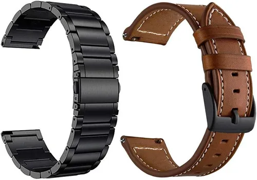 Vista 8 de Vivoactive 6/5/3 - Correas de reloj para hombres y mujeres, 0.787 pulgadas de repuesto de metal + cuero compatibles con Garmin Venu/Venu Sq/Venu 2