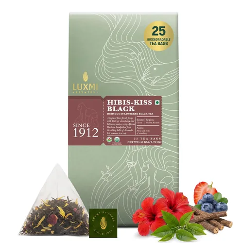Vista 10 de Luxmi Estates African Rose - Té de rosa orgánico de hibisco (25 bolsas de té), sin cafeína, para desintoxicación, limpieza y digestión, con té