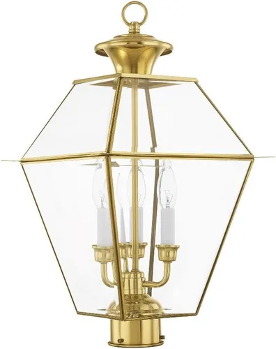 Vista 3 de Livex Lighting 2384-91 - Farol transitorio de tres luces post-top de Westover Collection en Pwt, Nckl, B/S, Slvr. acabado, 12.00 pulgadas