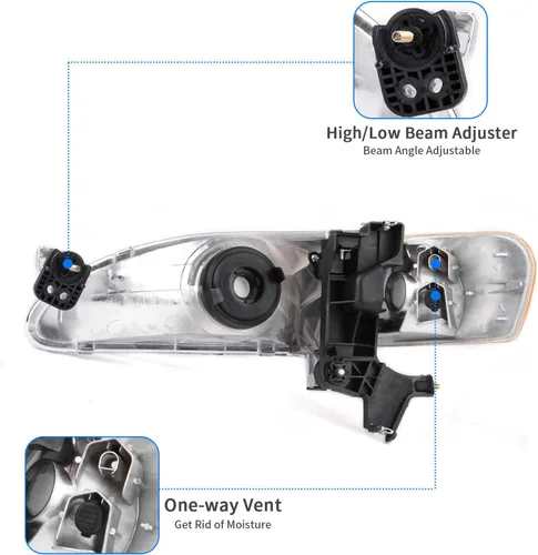 Vista 3 de DWVO Conjunto de faros delanteros compatible con Corolla 1998 1999 2000 carcasa cromada de repuesto con luces de señal