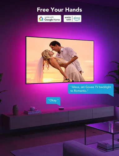 Vista 6 de Govee Tira de retroiluminación LED para TV, retroiluminación LED inteligente RGBIC para televisores de 40 a 50 pulgadas, sincronización de música