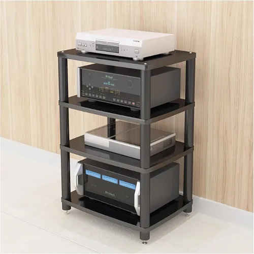 Vista 11 de Soporte para medios de audio y video, soporte de TV para juegos y estante estéreo, torre de audio, soporte para reproductor de grabaciones, pequeño
