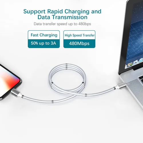 Vista 6 de AICase Cable magnético tipo C a Lightning para iPhone, tipo C, súper organizado, carga magnética, nano datos, compatible con iPhone