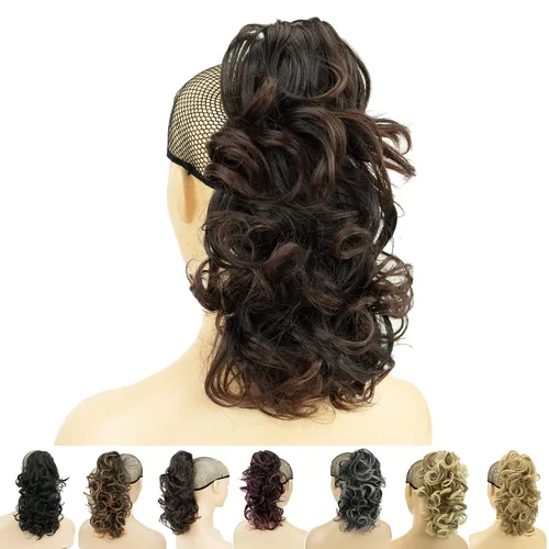 Vista 10 de IMISSU Extensiones de cabello rizado desordenado, cola de caballo con clip de cola de caballo (rubio playa)