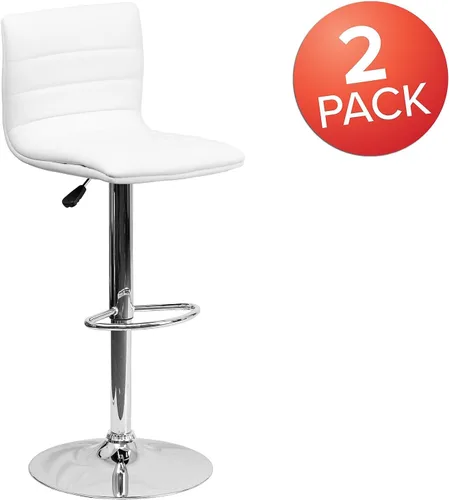 Vista 32 de Flash Funiture silla de bar ajustable con base cromada, Vinilo, Gris