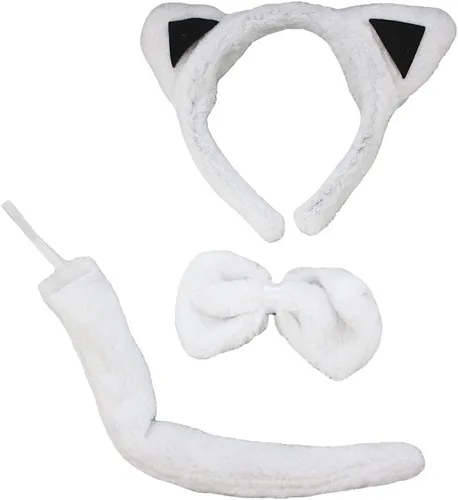 Vista 23 de Petitebella Traje combinado de 3 piezas con diadema de animales y pajarita y cola