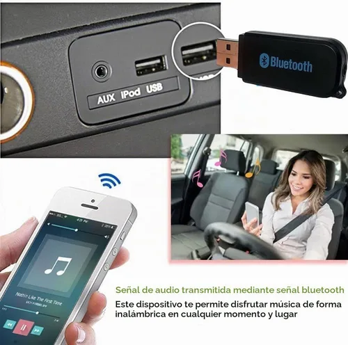 Vista 4 de Adaptador de coche Bluetooth USB, adaptador de audio inalámbrico