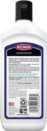 Vista 2 de Weiman Esmalte y limpiador de plata, 8 onzas, brillo limpio y protector seguro para evitar el deslustre, paquete de 2