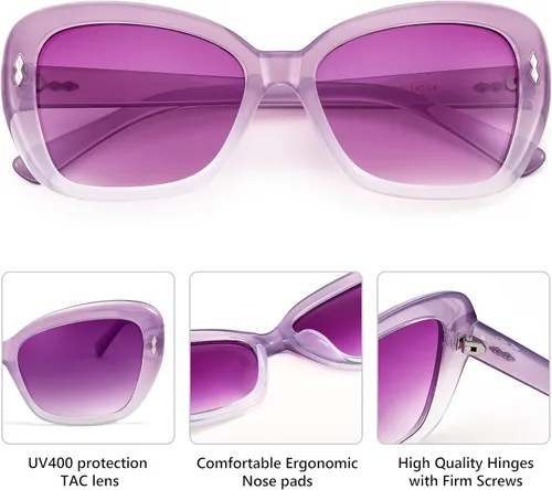 Vista 4 de FEISEDY Gafas de sol para mujer, Vintage Square Cat Eye Gafas de sol, protección UV lente gradiente B9121