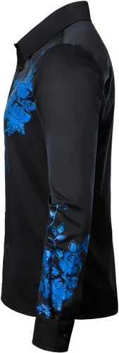 Vista 2 de ZEROYAA Camisas de vestir de manga larga con botones y estampado floral de rosa hipster para hombre