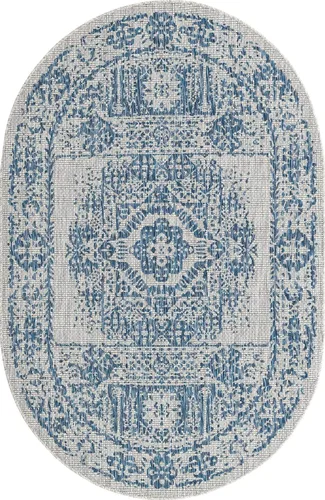 Vista 31 de Unique Loom Alfombra de la colección tradicional para exteriores, desgastada durante el tiempo (octágono de 5 pies y 3 pulgadas, azul/gris)