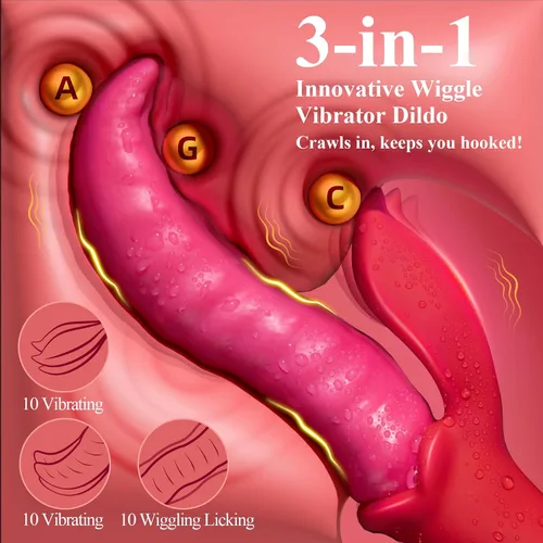 Vista 2 de Vibrador de juguetes sexuales para adultos, consolador – Vibrador de ondulación profunda y placer prolongado con acción de lengua lamiendo, con 10