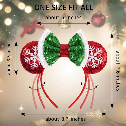 Vista 39 de Diadema de Navidad, orejas de ratón, decoraciones navideñas, sombreros de Navidad