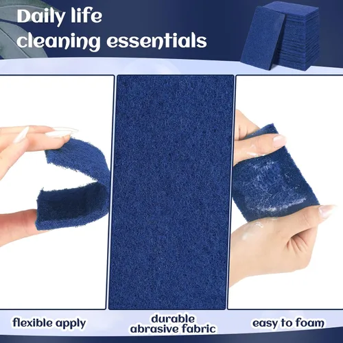 Vista 3 de Hoolerry 100 piezas de almohadillas resistentes para fregar que no rayan, almohadillas de limpieza domésticas para limpiar, estropajo reutilizable