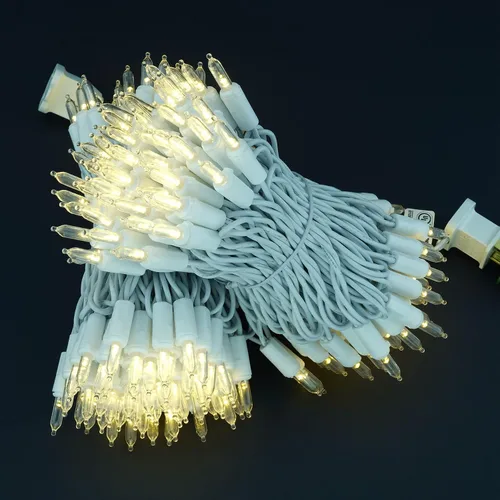 Vista 3 de 200 unidades de luces de Navidad LED de color blanco cálido, 66 pies de alambre blanco con certificación UL, juego de luces de cadena de calidad