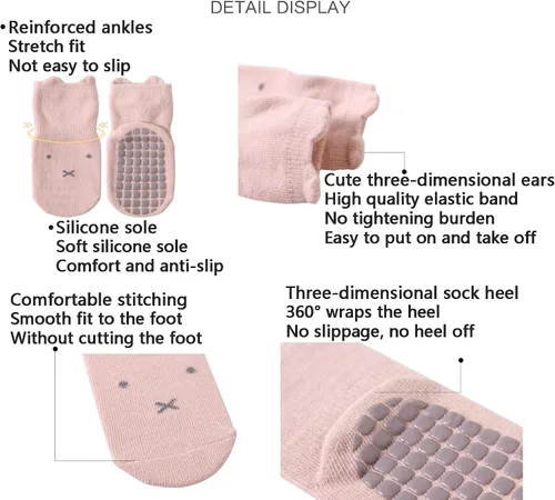 Vista 2 de Calcetines de algodón antideslizantes para bebés y niñas, 8 pares