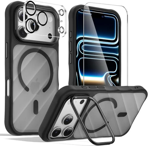 Vista 26 de Tigowos Funda magnética para iPhone 15, resistente a las caídas, sensación de piel mate, a prueba de golpes, ajuste delgado para iPhone 15, negro