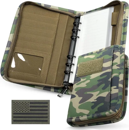 Vista 12 de WYNEX Cuaderno táctico Padfolio carpeta de 6 anillas, 3.7 x 6.7 pulgadas Caqui