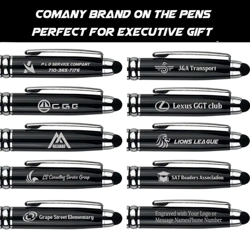 Vista 2 de Ancolo Bolígrafos publicitarios personalizados con lápiz capacitivo, personalizados con tu logotipo o mensaje, bolígrafos con nombre, número