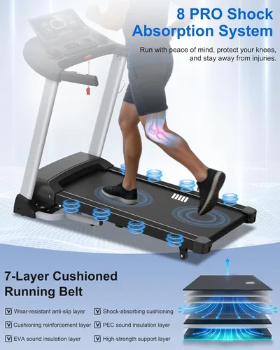 Vista 7 de Cinta de correr inclinada para el hogar, cinta de correr con 18% de inclinación automática, resistente capacidad de 400 libras, máquina de correr