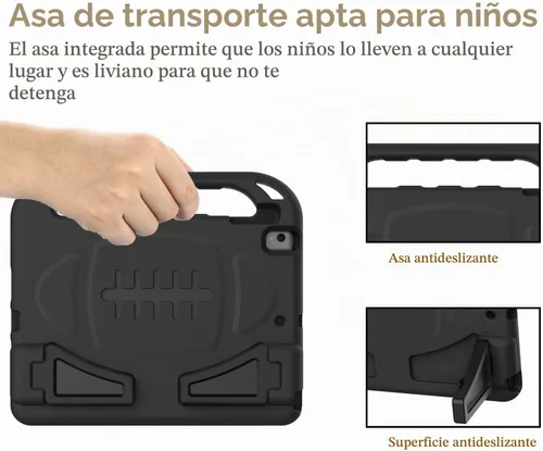 Vista 4 de BMOUO Funda para niños para iPad de 9ª/8ª/7ª generación (2021/2020/2019), con protector de pantalla integrado, soporte con mango a prueba de golpes