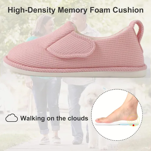 Vista 3 de IIITHREE Pantuflas de espuma viscoelástica suaves y ligeras para mujer con forro que absorbe la humedad, cierre ajustable y pantuflas de casa