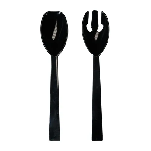 Vista 3 de Party Essentials N9417 Juego de tenedores y cucharas para servir, 9-1/2 pulgadas, negro (12 paquetes de 4)
