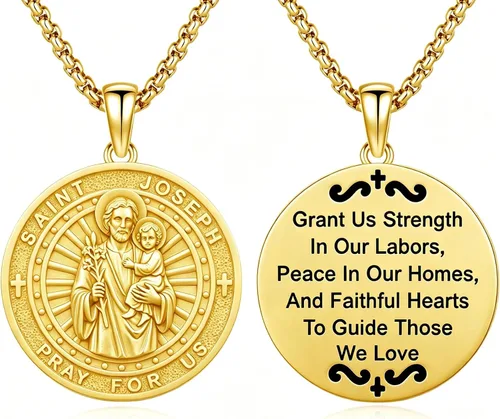 Vista 114 de 925 Sterling Silver Patron Saint Amulet Necklace for Men Women plateado