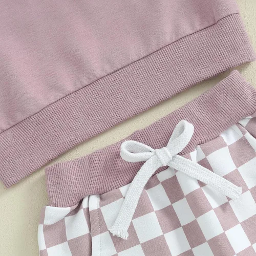 Vista 6 de Ehfomius Conjunto de 2 piezas de sudadera de manga larga con cuello redondo para bebé niño y niña