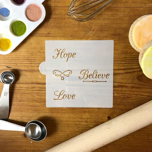 Vista 2 de Hope, Believe, Love Cookie and Craft Stencil by Designer Stencils