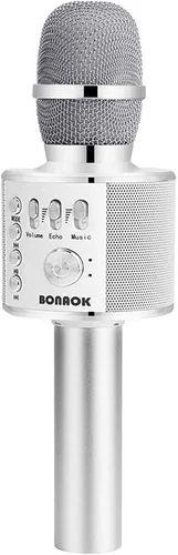 Vista 10 de BONAOK - Micrófono inalámbrico Bluetooth de karaoke, 3 en 1; máquina altavoz con micrófono de karaoke portátil de mano para fiesta de cumpleaños