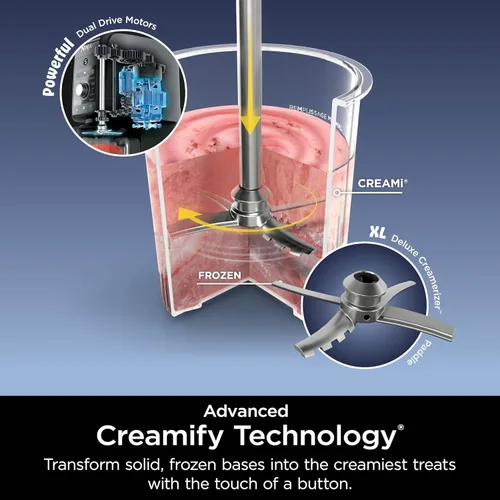 Vista 3 de Ninja CREAMi Deluxe - Máquina para hacer helados y postres congelados, incluye (4) recipientes de tamaño familiar de 24 oz, para helado, sorbete