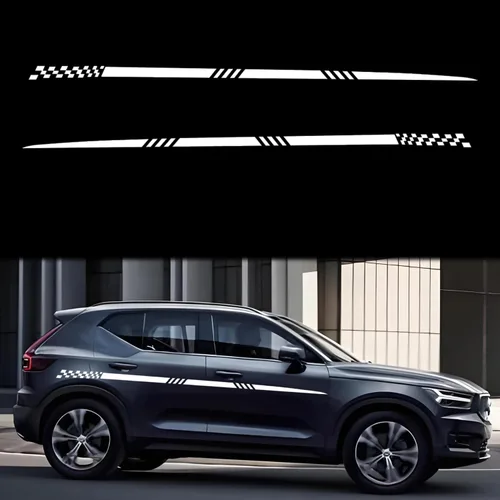 Vista 11 de 2 calcomanías universales de 78.7 pulgadas para la carrocería del lado del automóvil, calcomanías autoadhesivas para tira lateral, calcomanías