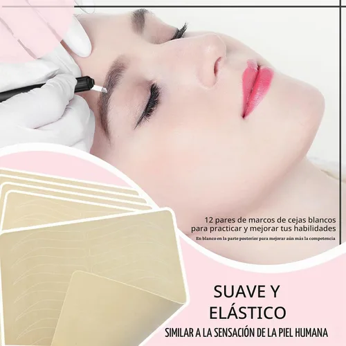 Vista 3 de Hojas de piel de práctica de 12 piezas, entrenamiento de microblading