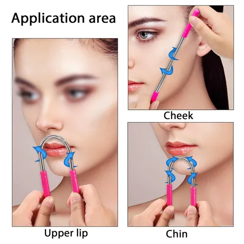 Vista 6 de 3 unidades de removedor de vello facial manual de primavera, depilación facial de mano para mujeres, ceja, barbilla, mejilla, bigote, labio superior